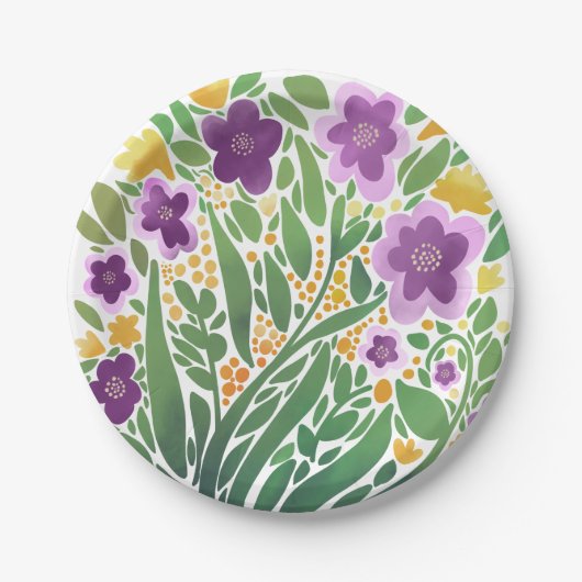 陽気な抽象芸術フローラ ペーパープレート (正面)