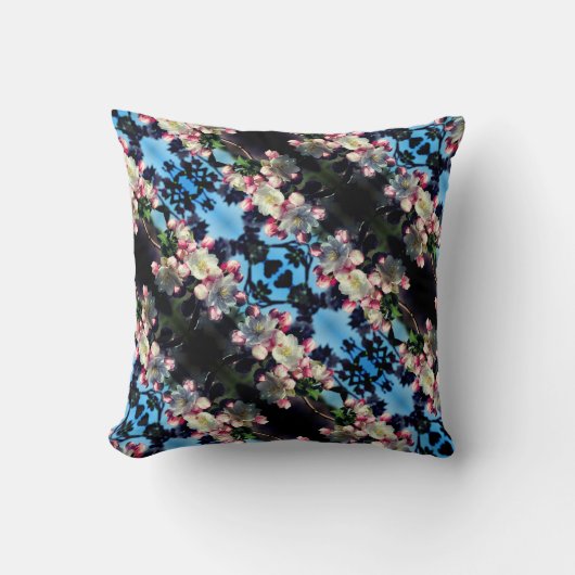 陽気な春のクラボル花模様 クッション (正面)