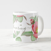 陽気な春マグノリア花、おはようございます ジャンボコーヒーマグカップ (正面右)