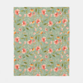 陽気な春桃の花 フリースブランケット (正面)