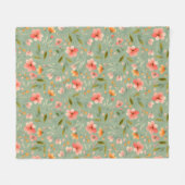 陽気な春桃の花 フリースブランケット (正面(横))