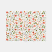 陽気な春桃の花 フリースブランケット (正面(横))