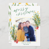 陽気な柑橘類の熱帯クリスマスの写真カード 招待状 (正面/裏面)