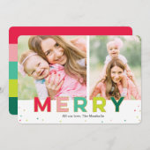 陽気な楽しい2枚の写真のモダンなホリデーカード シーズンカード (正面/裏面)