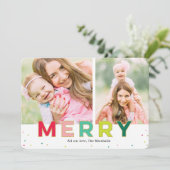 陽気な楽しい2枚の写真のモダンなホリデーカード シーズンカード (スタンド正面)