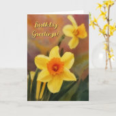 陽気な水仙の花アート誕生日カード カード (黄色い花)