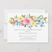 陽気な水彩フローラ誕生会 招待状 (正面)