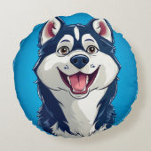 陽気な漫画のハスキー犬 ラウンドクッション (裏面)