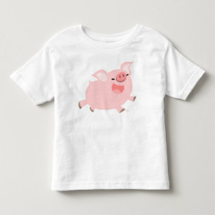 陽気な漫画のブタの子供のTシャツ トドラーTシャツ