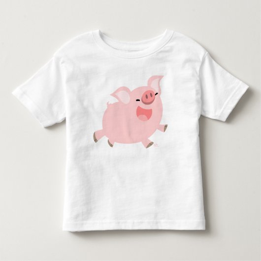 陽気な漫画のブタの子供のTシャツ トドラーTシャツ (正面)