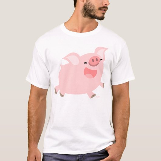 陽気な漫画のブタのTシャツ Tシャツ (正面)