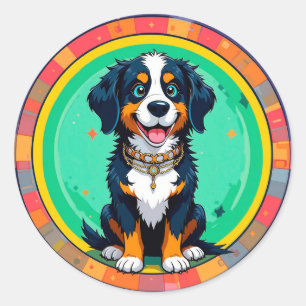 陽気な漫画の犬 ラウンドシール