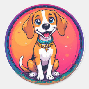 陽気な漫画の犬 ラウンドシール