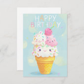 陽気な漫画アイスクリーム誕生日カード (正面/裏面)