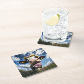 陽気な牛の開花 スクエアペーパーコースター (インサイチュ)