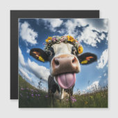 陽気な牛の開花 マグネット招待状 (正面/裏面)