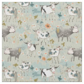 陽気な牧草地：うめき牛 ファブリック (クローズアップ)