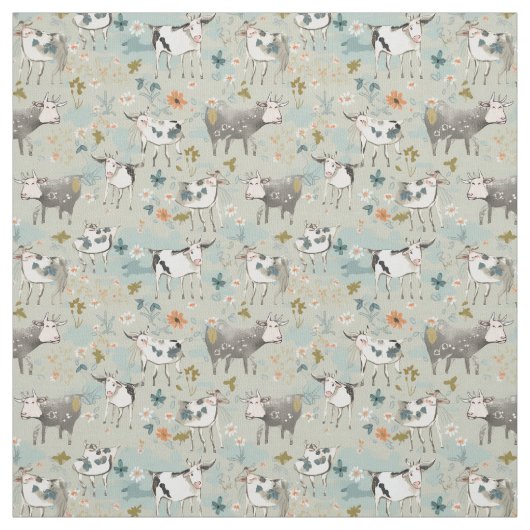 陽気な牧草地：うめき牛 ファブリック (見本)