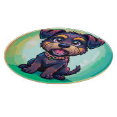 陽気な犬のカラフル漫画イラストレーション カッティングボード (角)