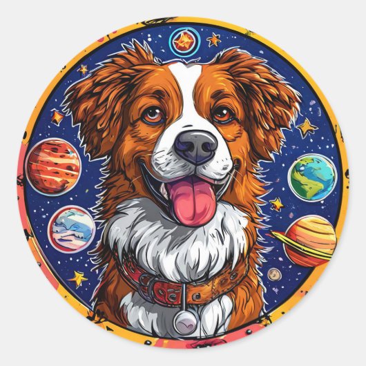 陽気な犬 ラウンドシール (正面)