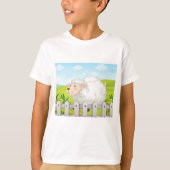 陽気な田舎の微笑む羊 Tシャツ (正面)