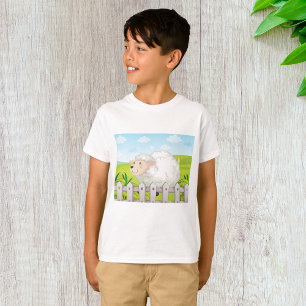 陽気な田舎の微笑む羊 Tシャツ