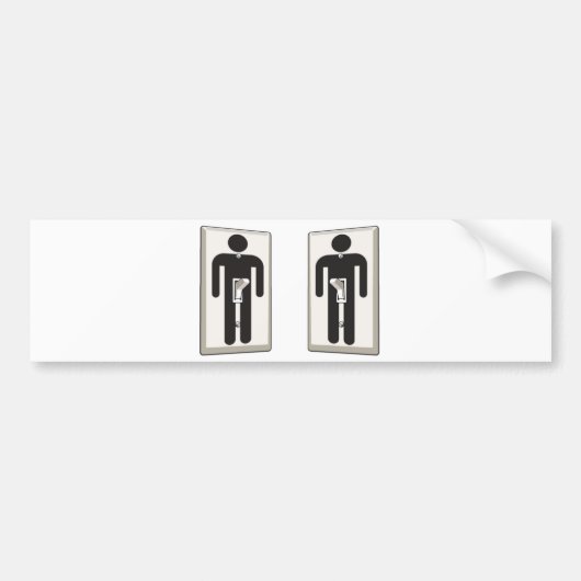 陽気な男性のスイッチの回すものは何でも バンパーステッカー (正面)