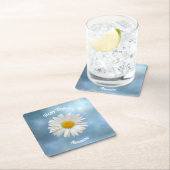 陽気な白いデイジー スクエアペーパーコースター (インサイチュ)