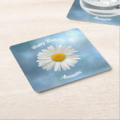陽気な白いデイジー スクエアペーパーコースター (アングル)
