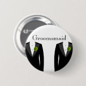 陽気な結婚式のためのカーネーションのGroomsmaidの緑のバッジ 缶バッジ (正面&裏面)