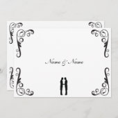 陽気な結婚式招待状-新郎および新郎 招待状 (正面/裏面)