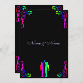 陽気な結婚式招待状-虹の新郎および新郎 招待状 (正面/裏面)