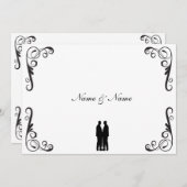 陽気な結婚式招待状- 2人の新郎 招待状 (正面/裏面)