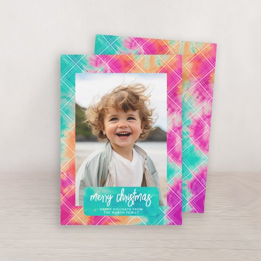 陽気な絞り染めファミリーメリークリスマス – 写真 シーズンカード