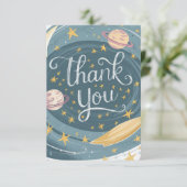 陽気な編集可能銀河系天空 サンキューカード (スタンド正面)