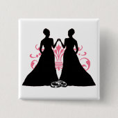 陽気な花嫁のピンクのレズビアンの結婚式の華麗さの芸術 缶バッジ (正面)