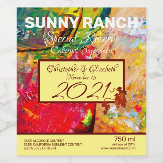 陽気な芸術家のパレットの概要 ワインラベル (シングルラベル)