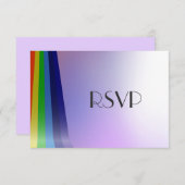 陽気な虹およびリングの結婚式招待状RSVP 出欠カード (正面/裏面)