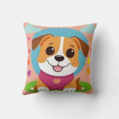 陽気な表情で愛らしい漫画の犬 クッション (裏面)