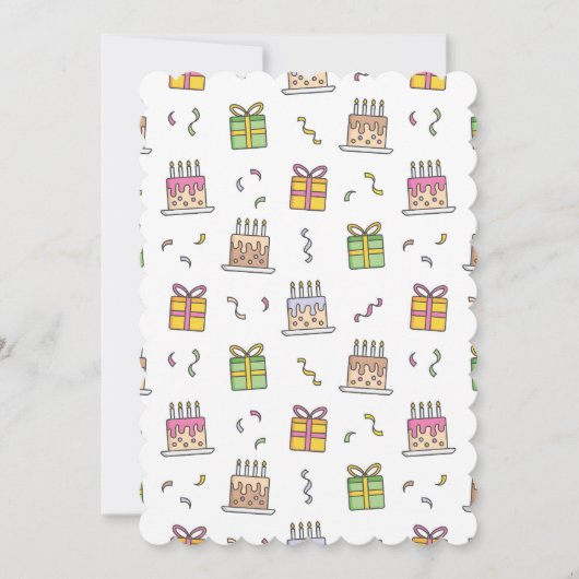 陽気な誕生日パターン 招待状 (正面)