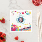 陽気な誕生日パーティーカスタムフォト文字 スタンダードカクテルナプキン (インサイチュ)