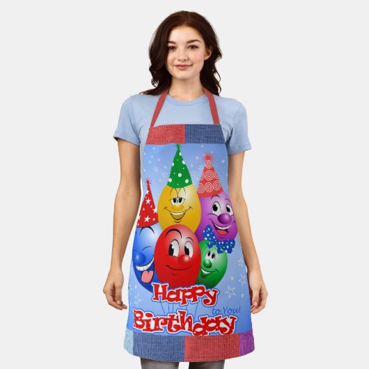 陽気な誕生日風船 エプロン (着用した状態)