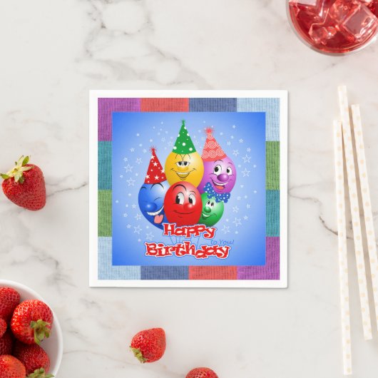 陽気な誕生日風船 スタンダードカクテルナプキン (インサイチュ)