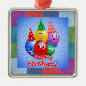 陽気な誕生日風船 メタルオーナメント (正面)