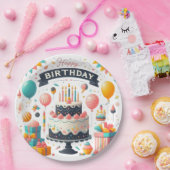陽気な誕生祝いケーキ&バルーン ペーパープレート (パーティー)