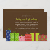 陽気な贈り物ホリデーパーティ招待状-ブラウン 招待状 (正面/裏面)