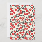 陽気な赤いチェリーイラストボーダー 招待状 (裏面)