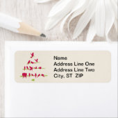 陽気な赤い鳥でいっぱいのクリスマスツリー ラベル (インサイチュ)