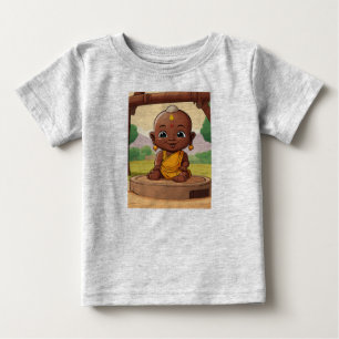 陽気な赤ちゃん仏 – アフリカの幼児の漫画 ベビーTシャツ