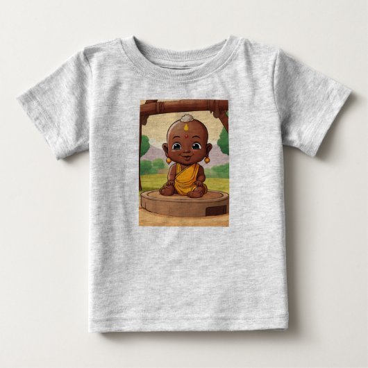 陽気な赤ちゃん仏 – アフリカの幼児の漫画 ベビーTシャツ (正面)